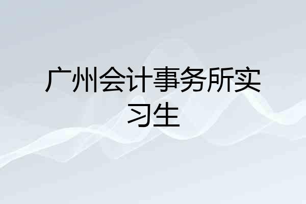 广州会计事务所实习生