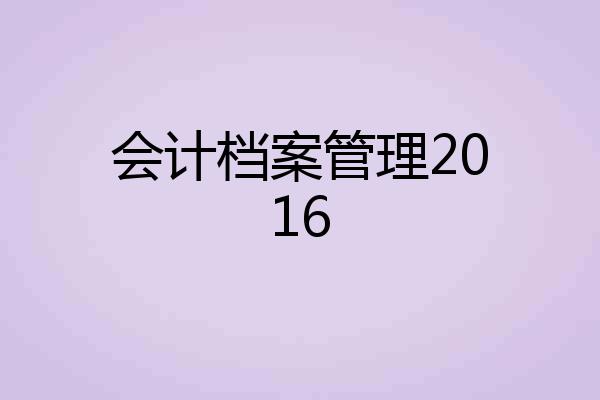 会计档案管理2016