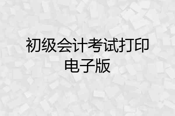 初级会计考试打印电子版