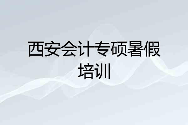 西安会计专硕暑假培训