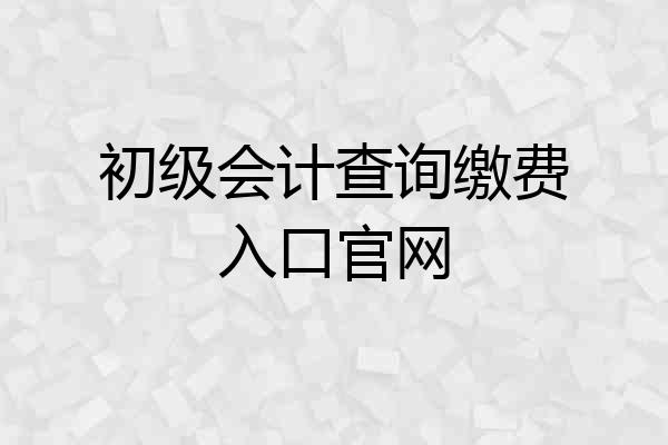 初级会计查询缴费入口官网