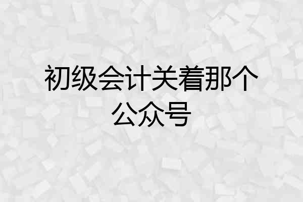 初级会计关着那个公众号