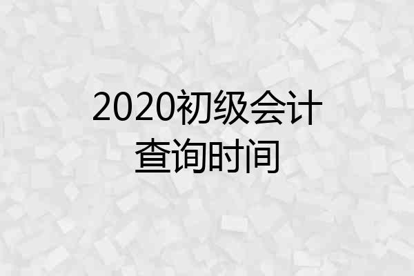 2020初级会计查询时间