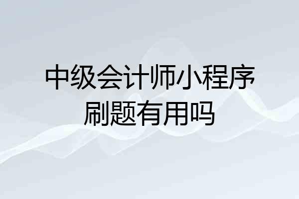 中级会计师小程序刷题有用吗