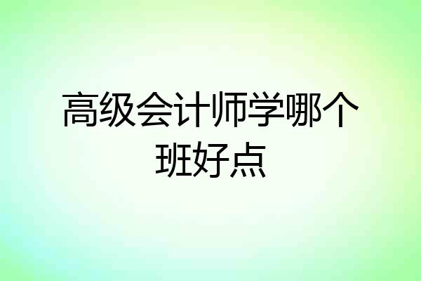 高级会计师学哪个班好点