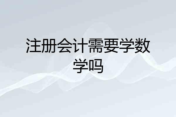注册会计需要学数学吗