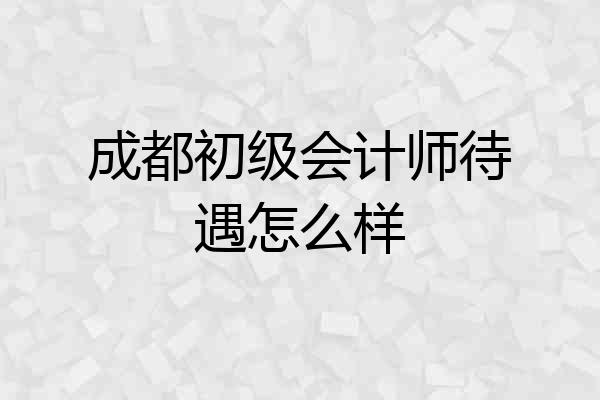 成都初级会计师待遇怎么样