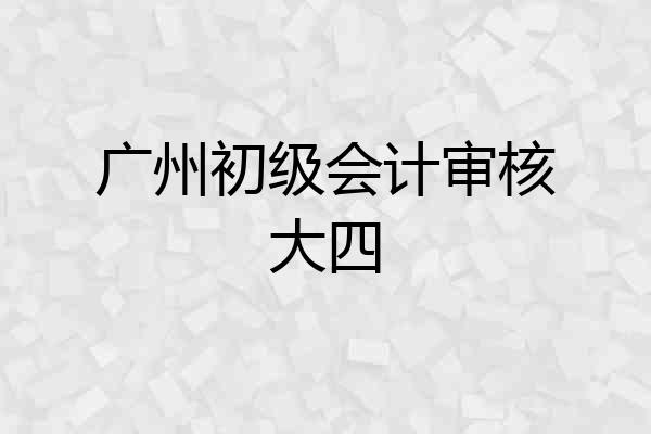 广州初级会计审核大四