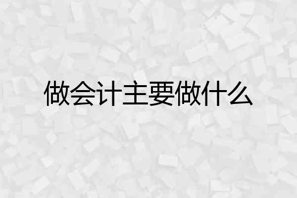 做会计主要做什么
