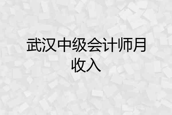 武汉中级会计师月收入