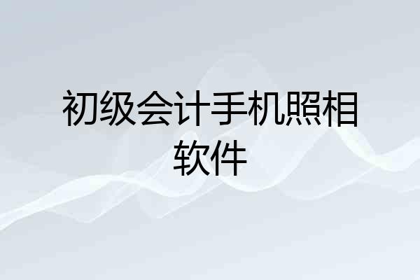初级会计手机照相软件