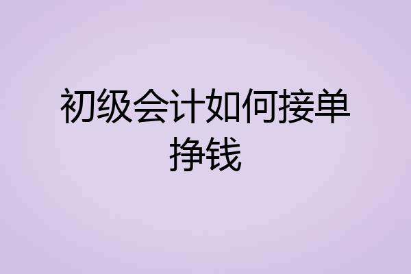 初级会计如何接单挣钱