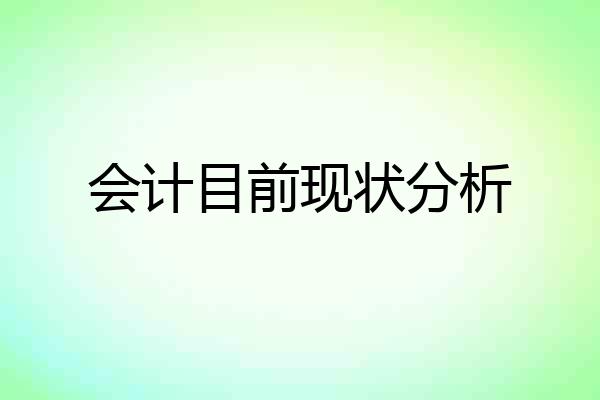 会计目前现状分析