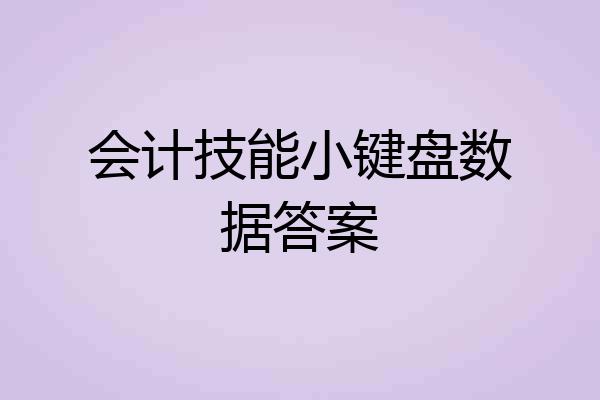 会计技能小键盘数据答案