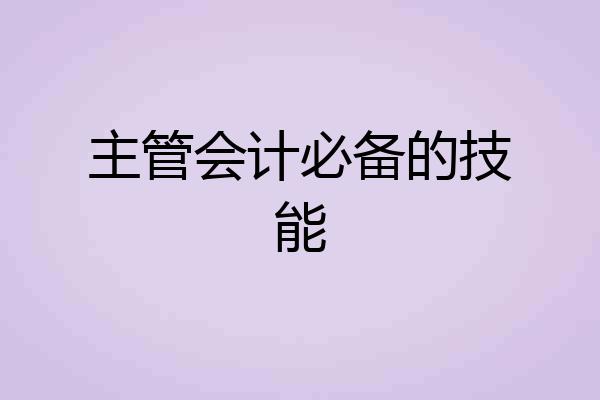 主管会计必备的技能