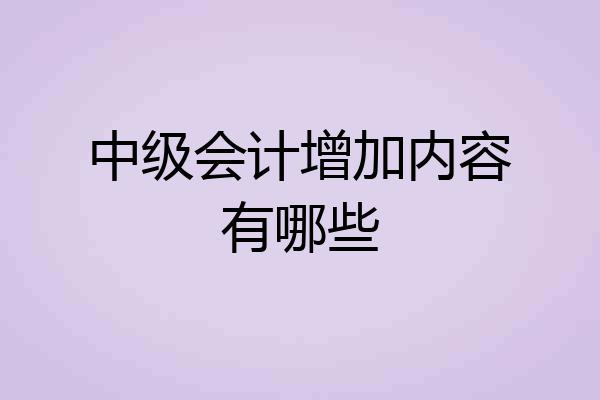 中级会计增加内容有哪些