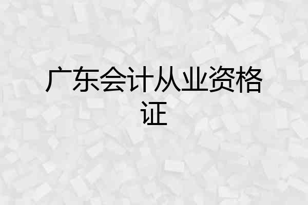 广东会计从业资格证