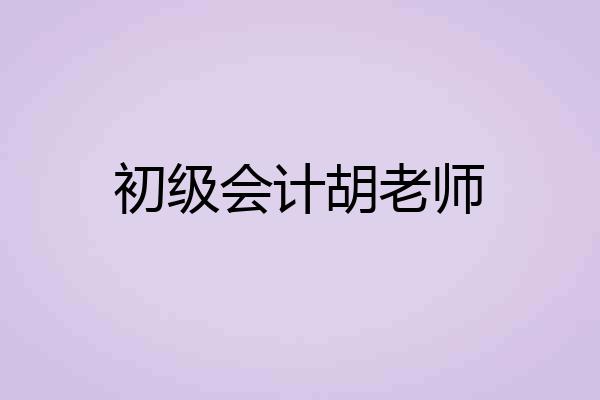 初级会计胡老师