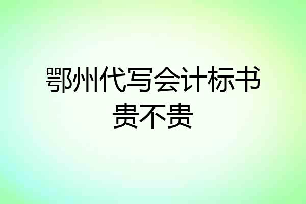 鄂州代写会计标书贵不贵