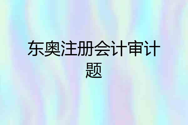 东奥注册会计审计题