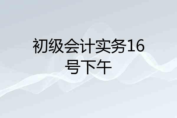 初级会计实务16号下午