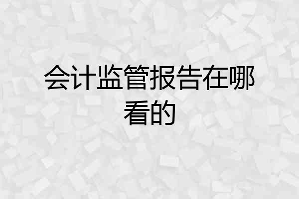 会计监管报告在哪看的