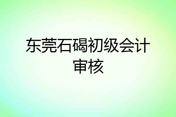 东莞石碣初级会计审核