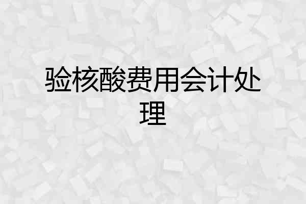 验核酸费用会计处理