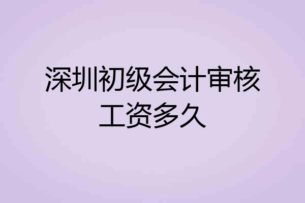 深圳初级会计审核工资多久