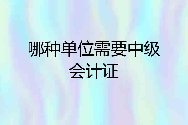 哪种单位需要中级会计证