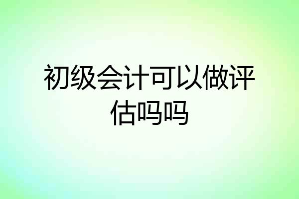 初级会计可以做评估吗吗