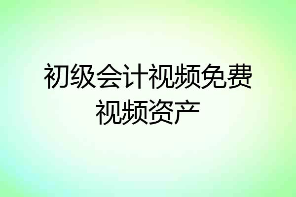 初级会计视频免费视频资产