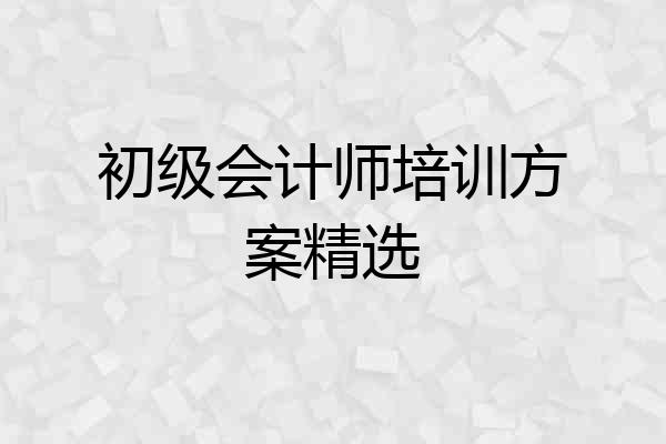 初级会计师培训方案精选