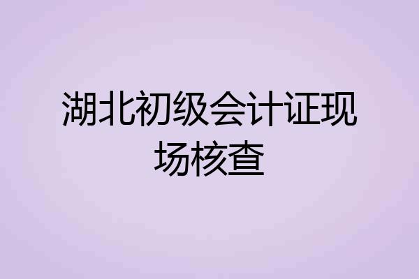 湖北初级会计证现场核查
