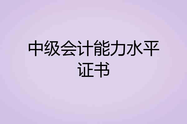 中级会计能力水平证书