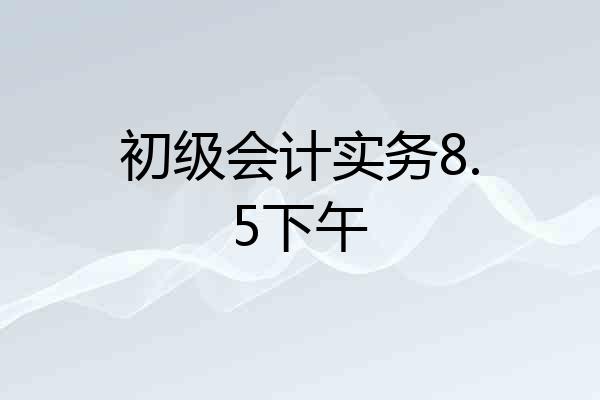 初级会计实务8.5下午