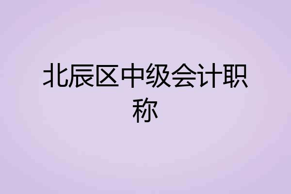 北辰区中级会计职称
