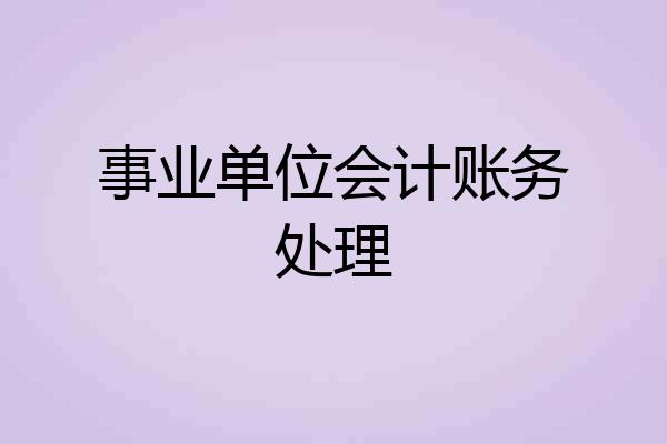 事业单位会计账务处理