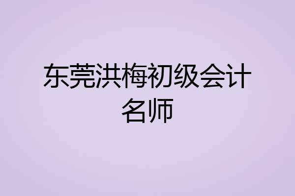 东莞洪梅初级会计名师