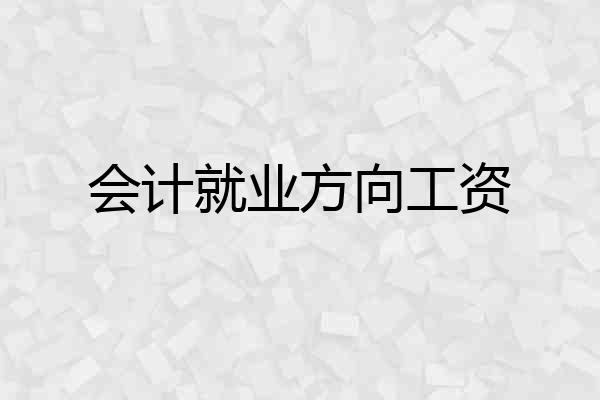 会计就业方向工资