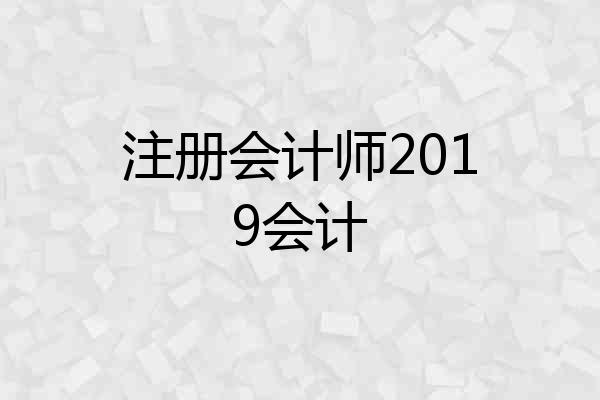 注册会计师2019会计