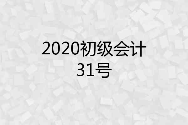 2020初级会计31号