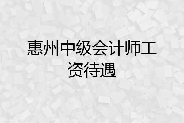 惠州中级会计师工资待遇