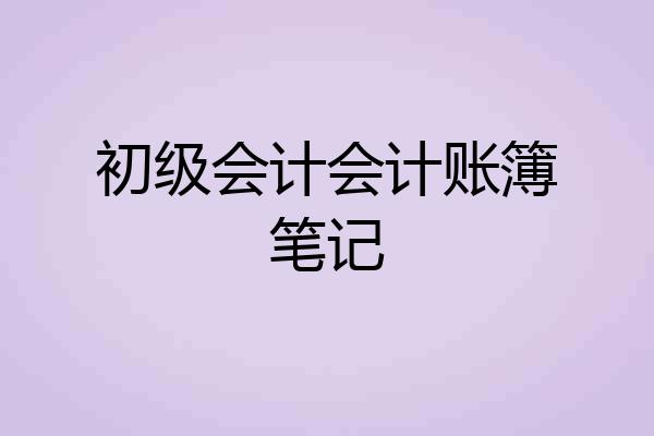 初级会计会计账簿笔记