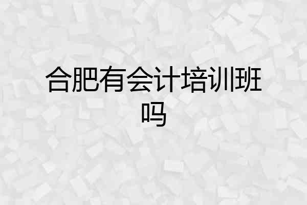 合肥有会计培训班吗