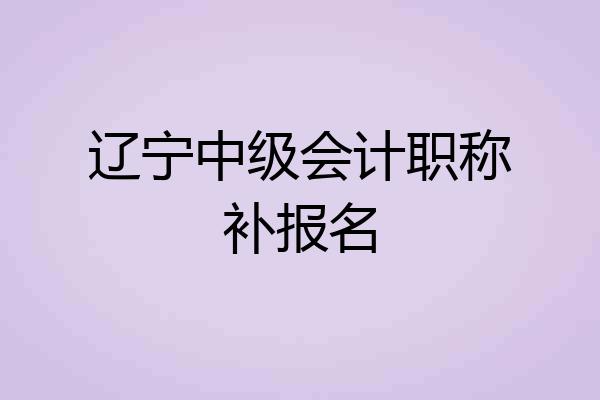 辽宁中级会计职称补报名
