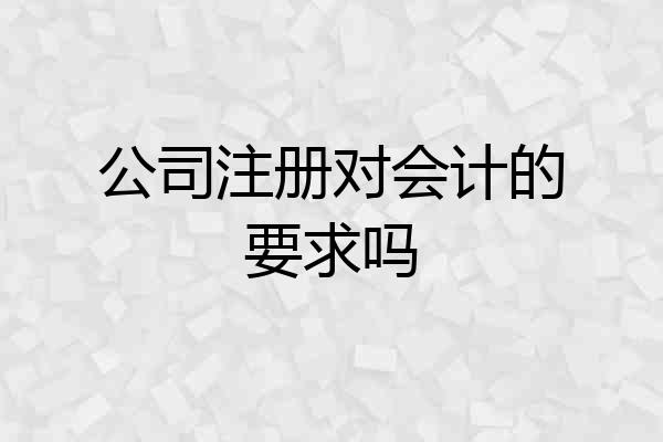 公司注册对会计的要求吗
