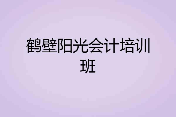 鹤壁阳光会计培训班