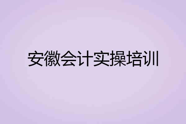 安徽会计实操培训