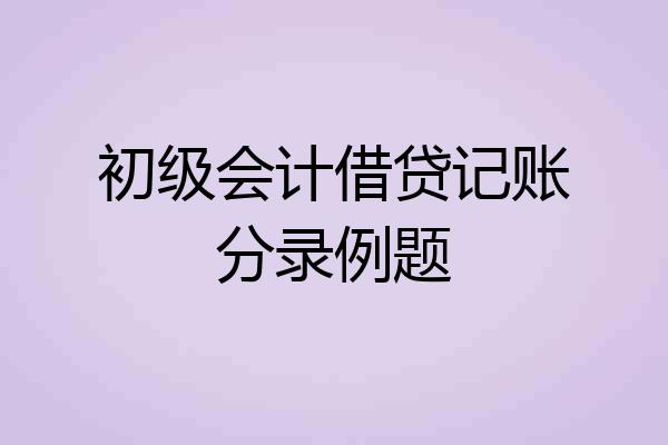 初级会计借贷记账分录例题
